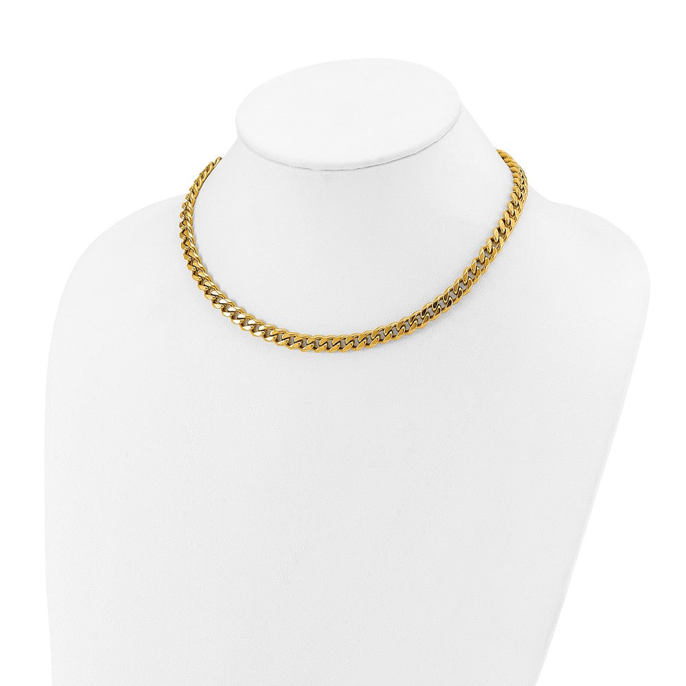 Chisel Stainless Steel Polished Yellow IP-plated 16 inch Plus a 3 inch Extension Curb Link Necklace