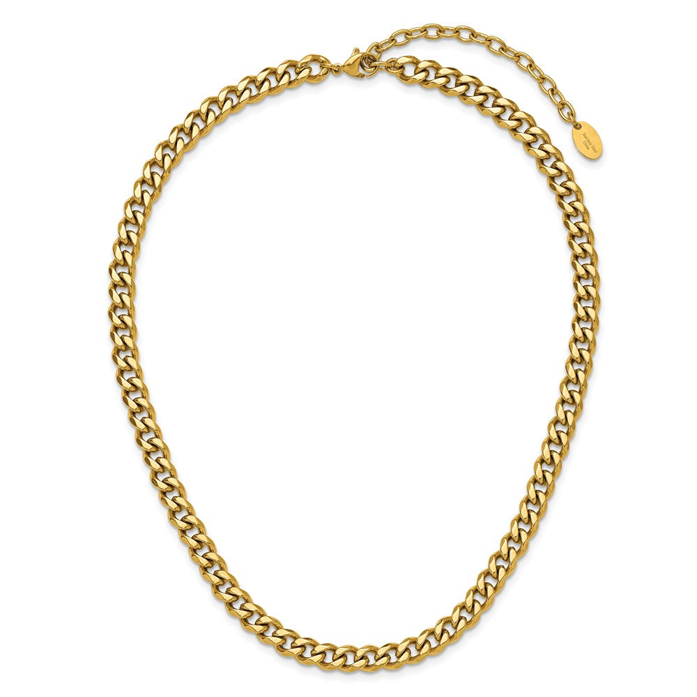Chisel Stainless Steel Polished Yellow IP-plated 16 inch Plus a 3 inch Extension Curb Link Necklace