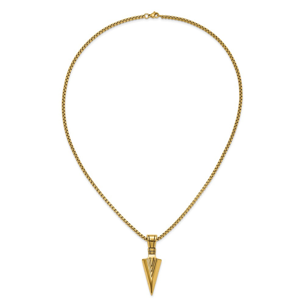 Chisel Stainless Steel Antiqued and Polished Arrowhead Pendant on a 22 inch Box Chain Necklace