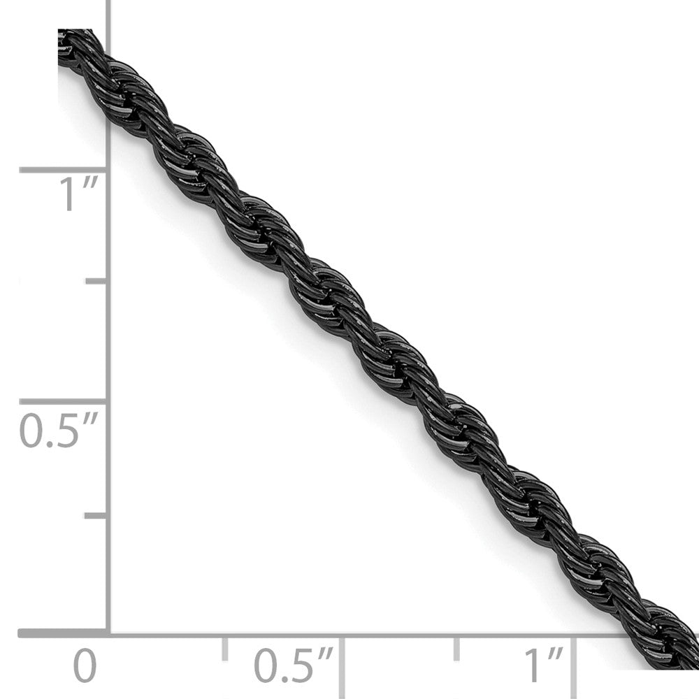 Chisel Stainless Steel Polished Black IP-plated 3mm 20 inch Rope Chain