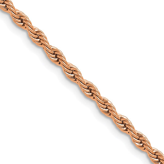 Chisel Stainless Steel Polished Rose IP-plated 3mm 18 inch Rope Chain