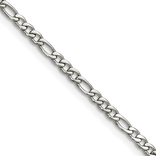 Chisel Stainless Steel Polished 3mm 20 inch Figaro Chain
