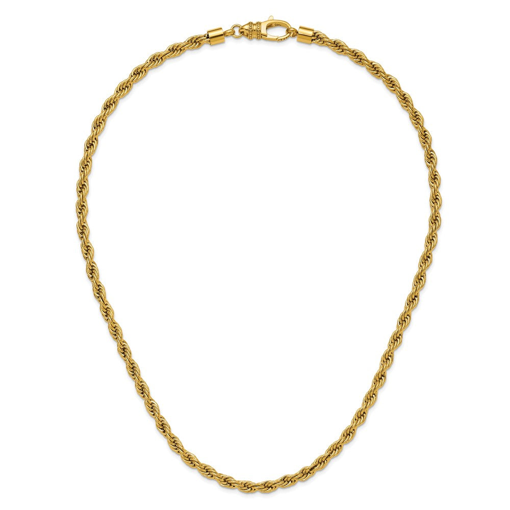 Chisel Stainless Steel Polished Yellow IP-plated 6mm Rope Chain 24 inch Necklace