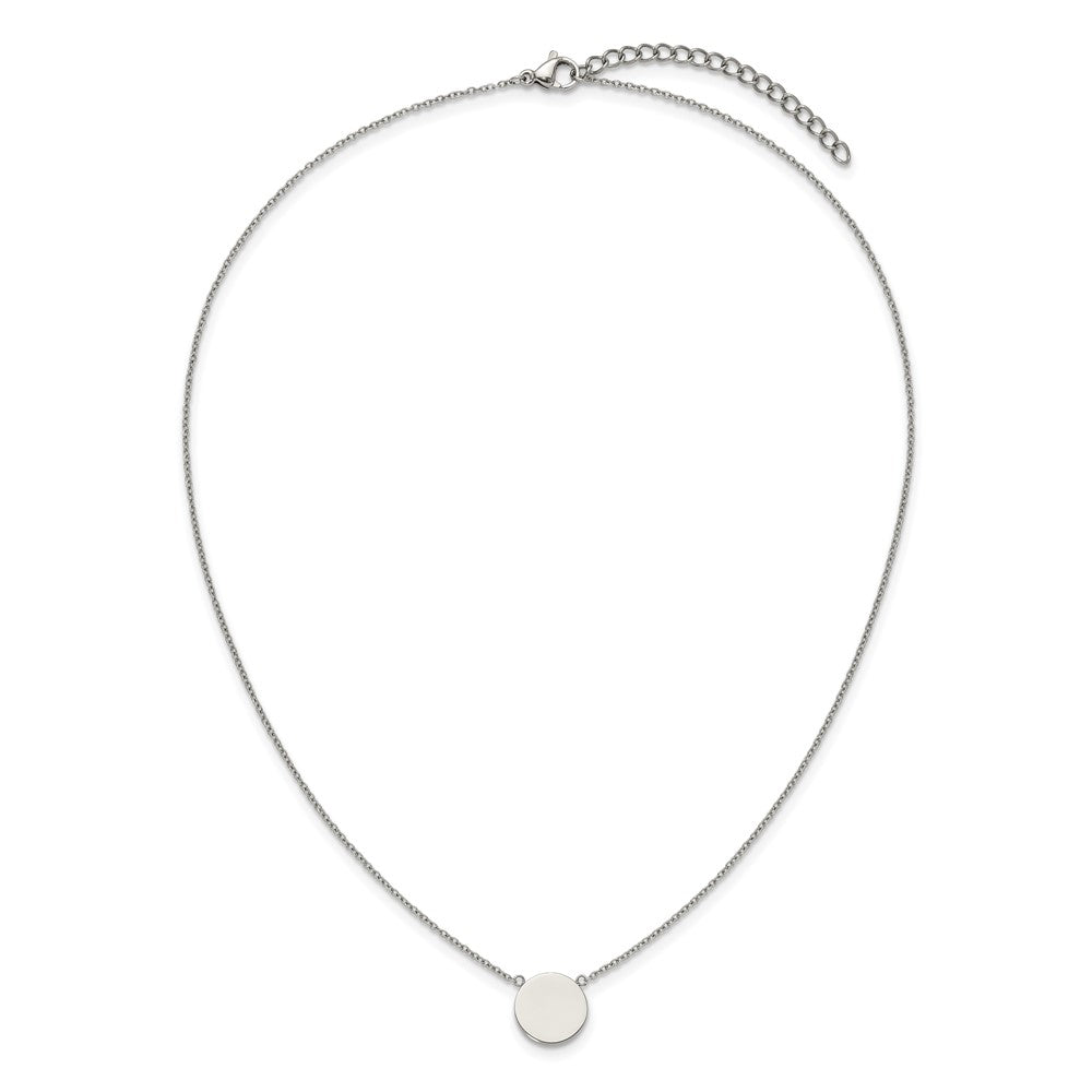 Chisel Stainless Steel Polished Disc on a 16 inch Plus a 2 inch Extension Cable Chain Necklace