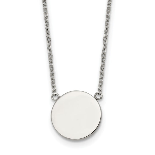 Chisel Stainless Steel Polished Disc on a 16 inch Plus a 2 inch Extension Cable Chain Necklace