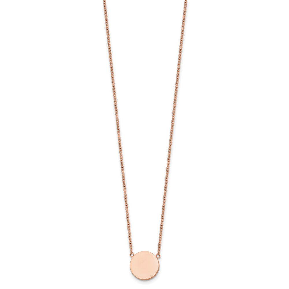Chisel Stainless Steel Polished Rose IP-plated 1.2mm Disc on a 16 inch Plus a 2 inch Extension Cable Chain Necklace