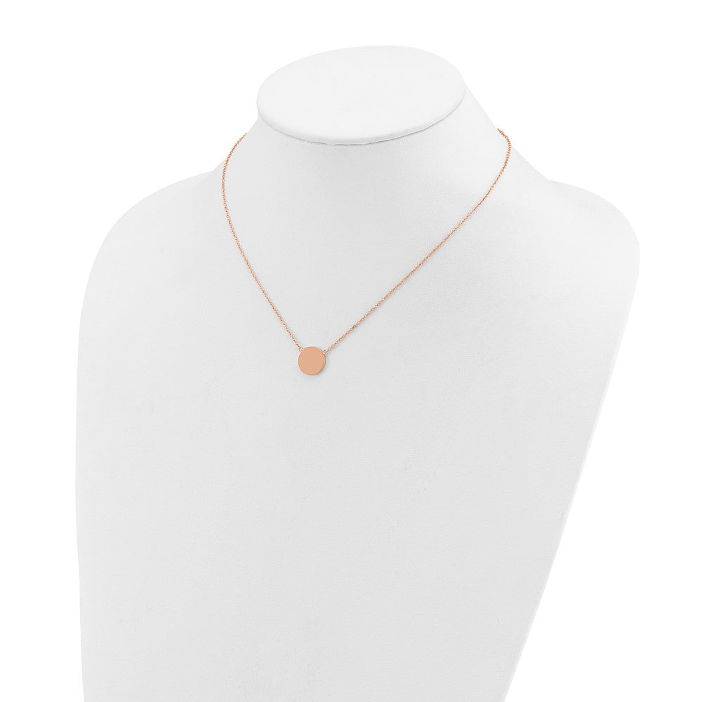 Chisel Stainless Steel Polished Rose IP-plated 1.2mm Disc on a 16 inch Plus a 2 inch Extension Cable Chain Necklace