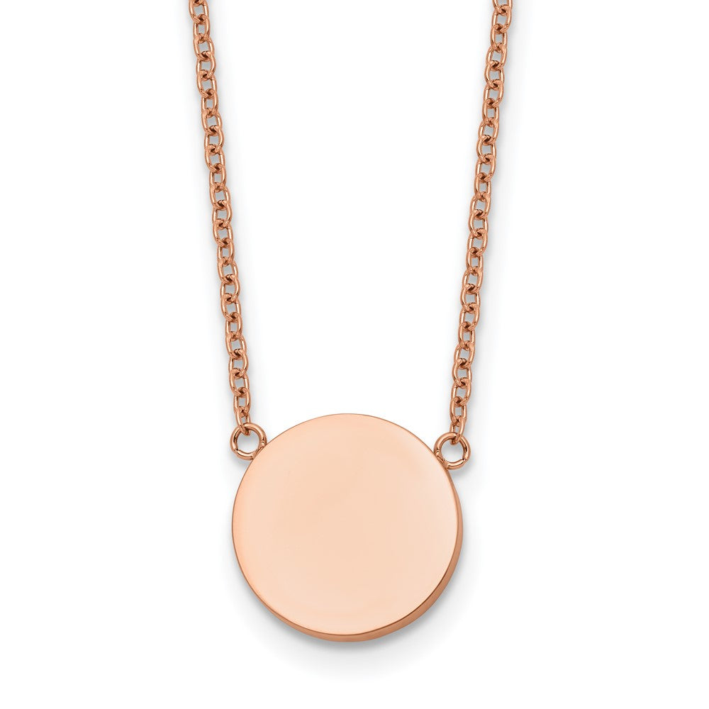 Chisel Stainless Steel Polished Rose IP-plated 1.2mm Disc on a 16 inch Plus a 2 inch Extension Cable Chain Necklace