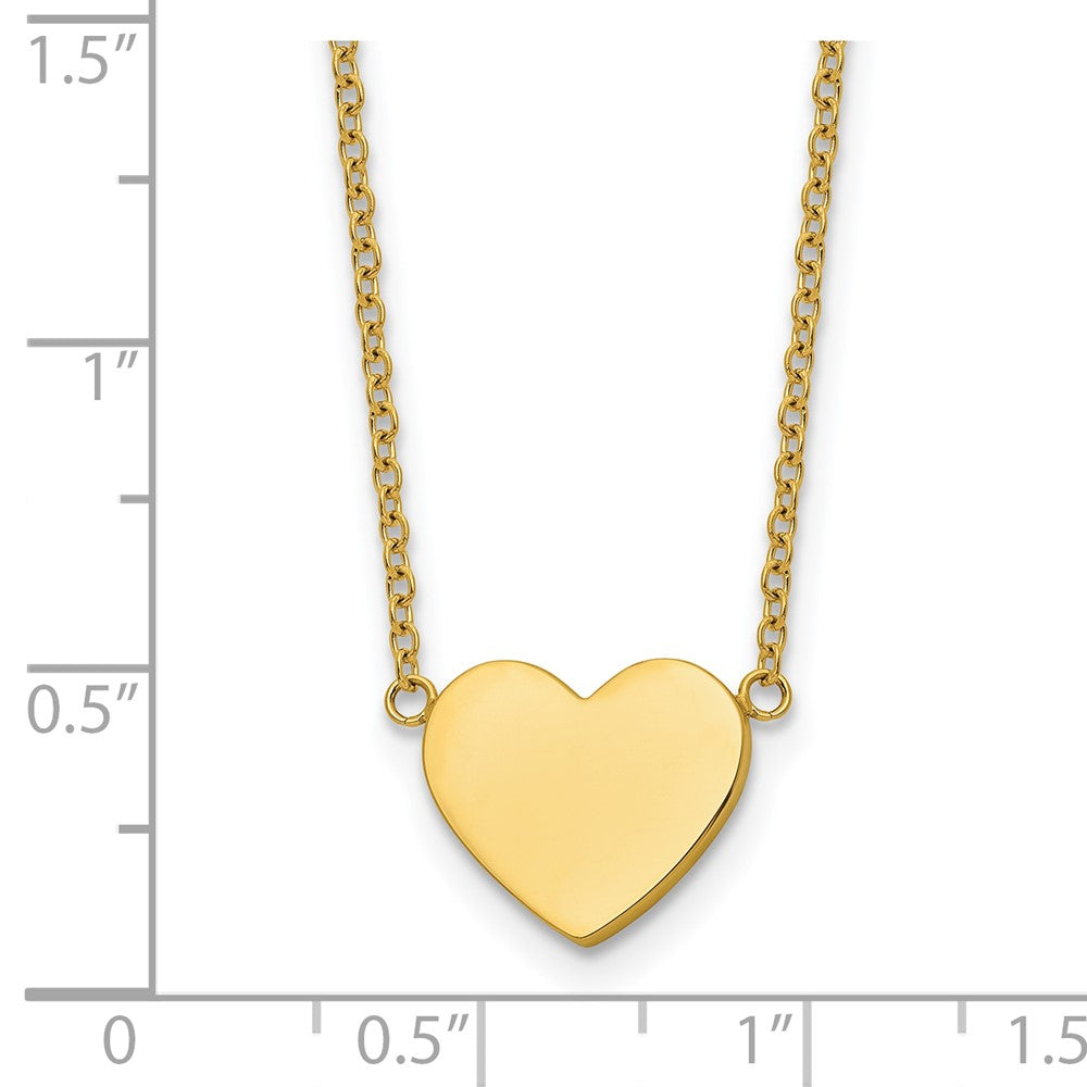 Chisel Stainless Steel Polished Yellow IP-plated Heart on a 16 inch Plus a 2 inch Extension Cable Chain Necklace