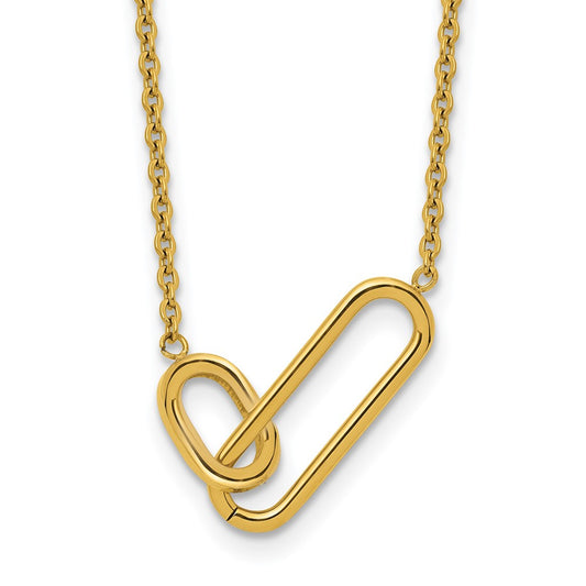 Chisel Stainless Steel Polished Yellow IP-plated Intertwined Links on a 20 inch Plus 2 inch Extension Cable Chain Necklace