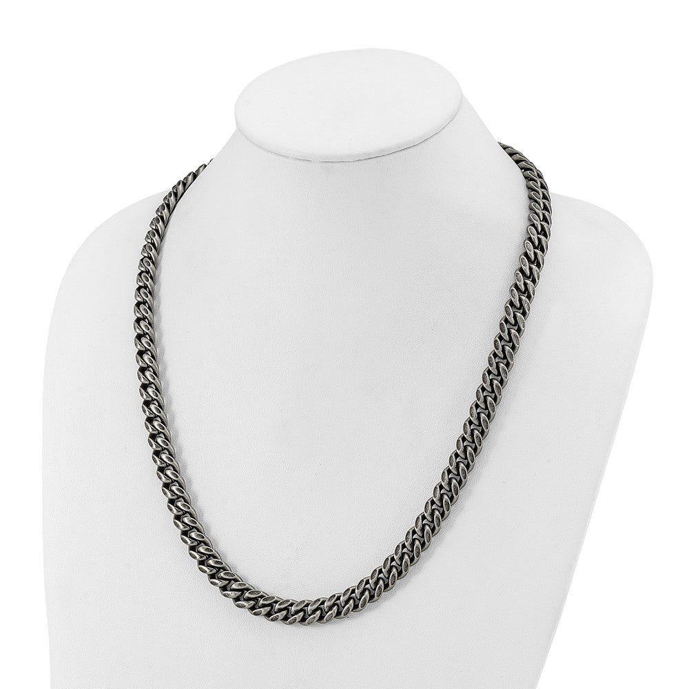 Chisel Stainless Steel Antiqued and Brushed 10mm 24 inch Curb Link Necklace