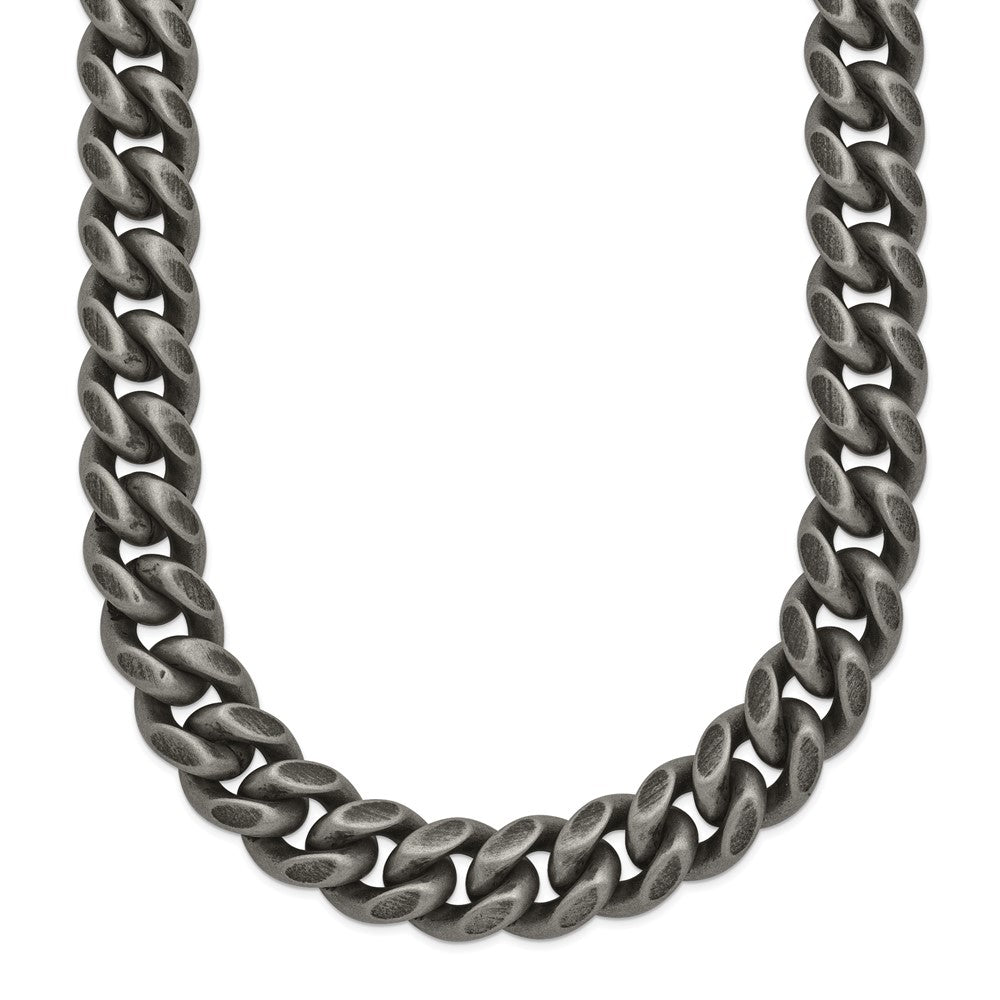 Chisel Stainless Steel Antiqued and Brushed 10mm 24 inch Curb Link Necklace