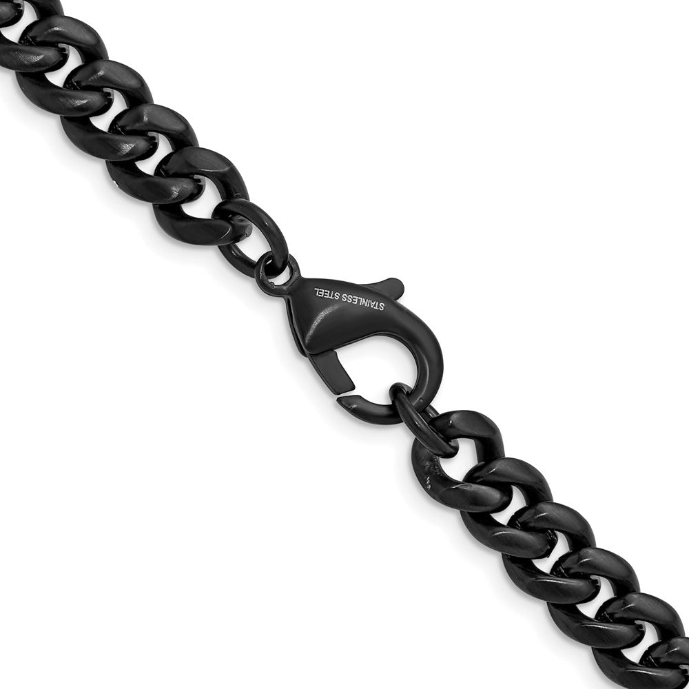 Chisel Stainless Steel Polished Black IP-plated 8mm 24 inch Curb Link Necklace