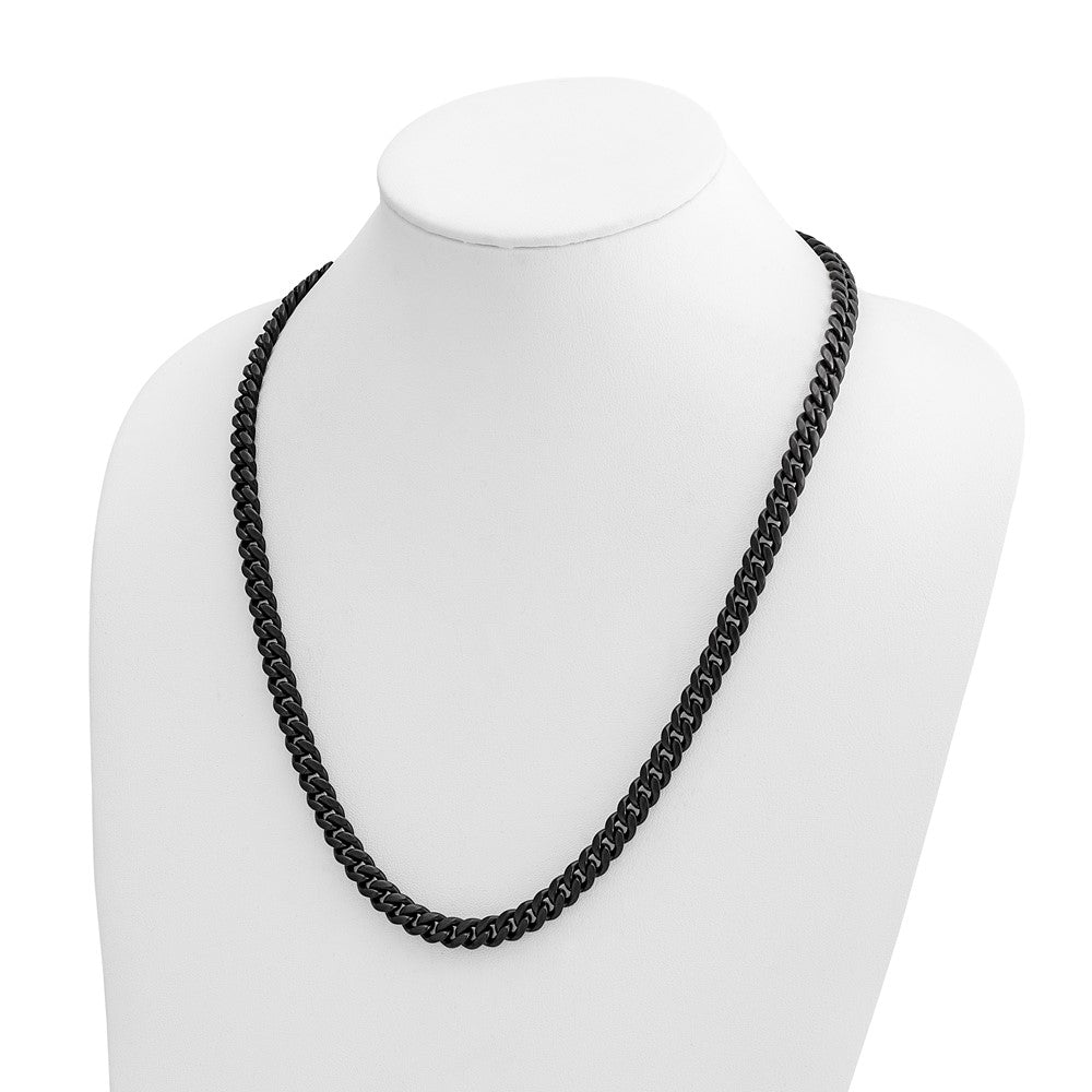 Chisel Stainless Steel Polished Black IP-plated 8mm 24 inch Curb Link Necklace