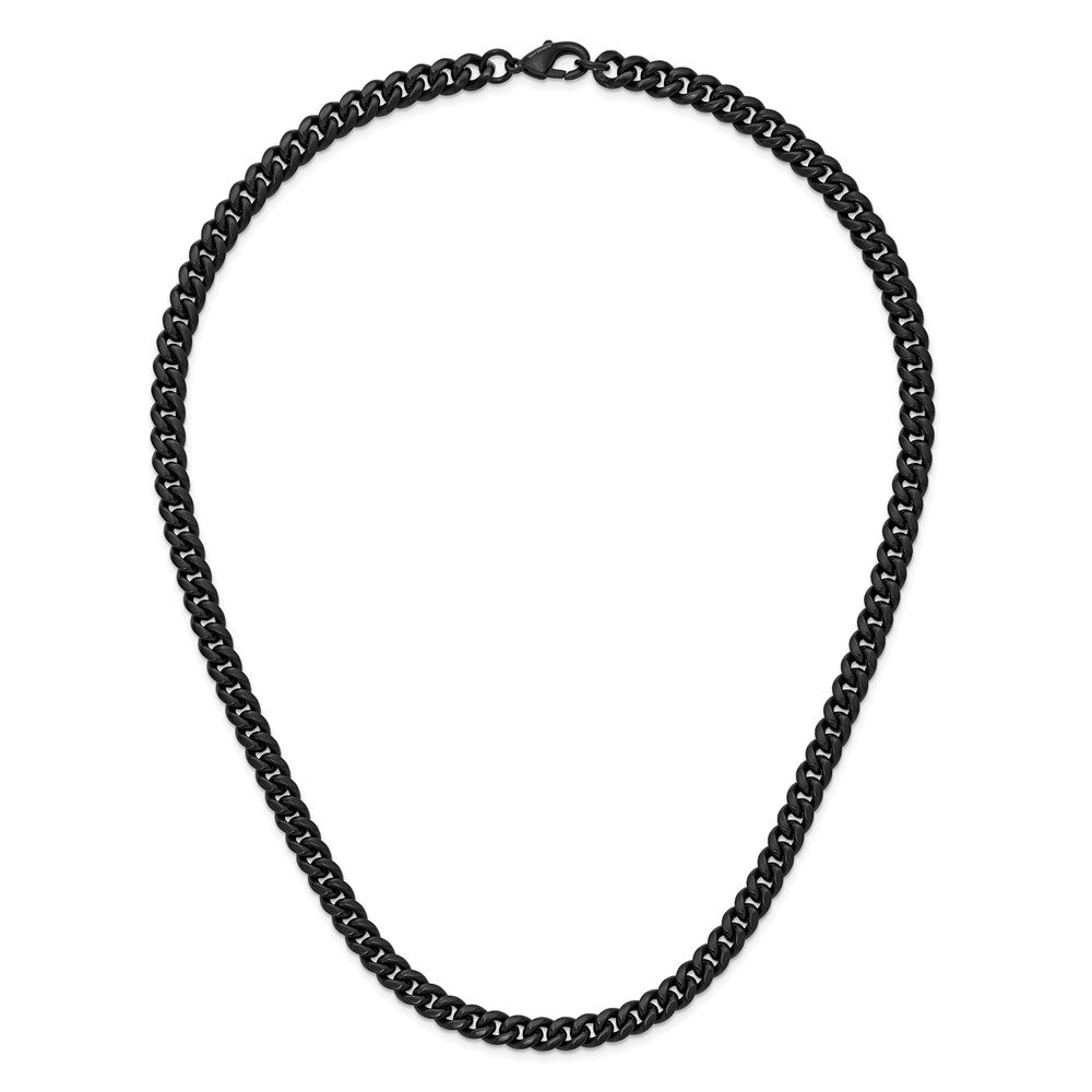 Chisel Stainless Steel Polished Black IP-plated 8mm 24 inch Curb Link Necklace