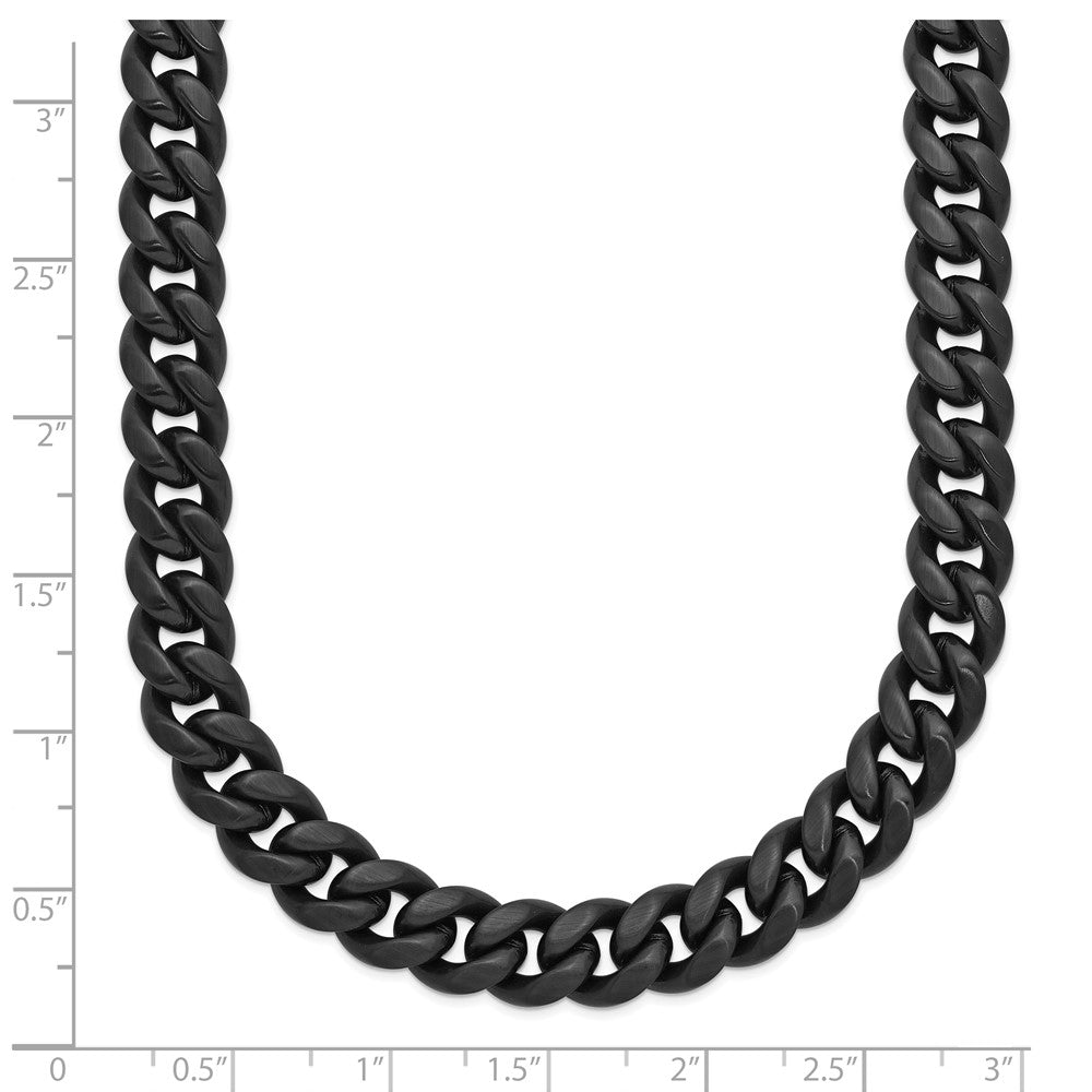 Chisel Stainless Steel Polished Black IP-plated 8mm 24 inch Curb Link Necklace