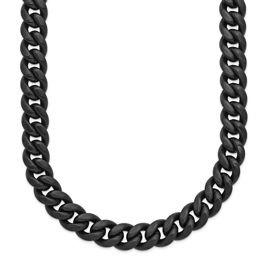 Chisel Stainless Steel Polished Black IP-plated 8mm 24 inch Curb Link Necklace