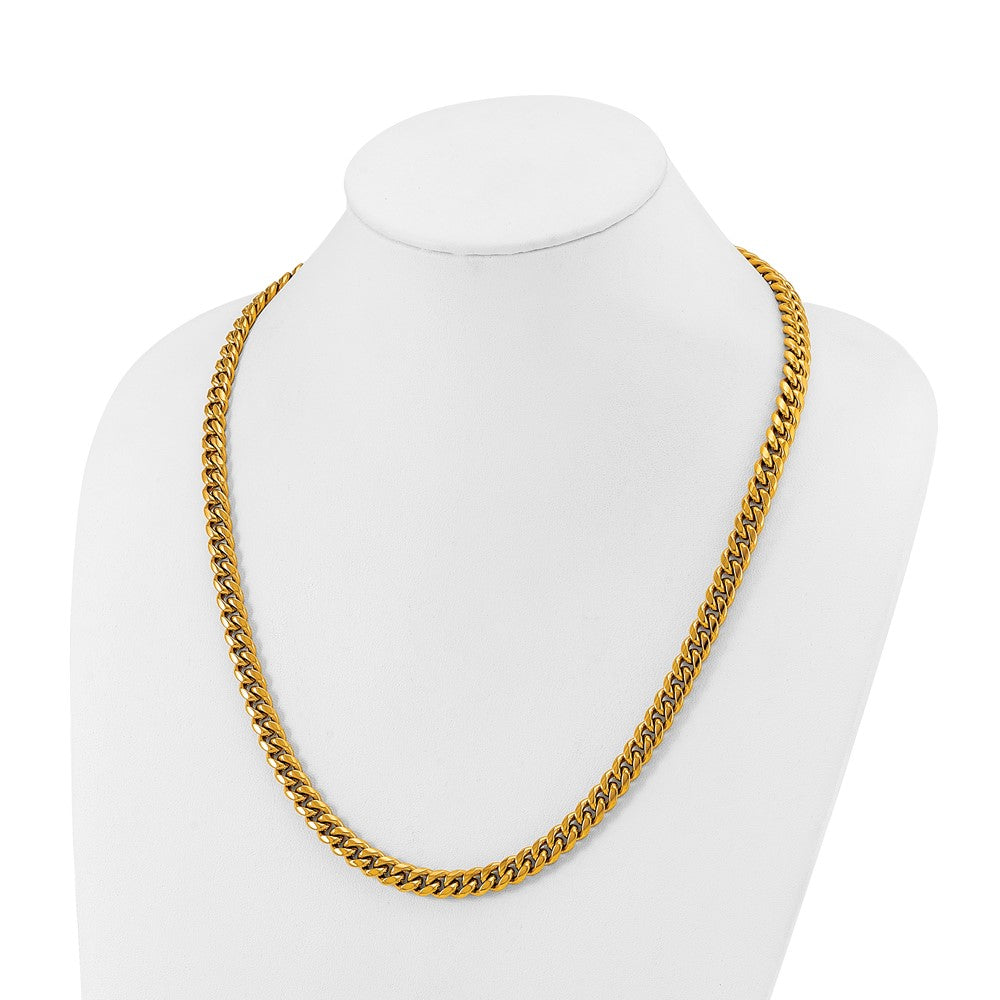 Chisel Stainless Steel Polished Yellow IP-plated 8mm 24 inch Curb Link Necklace