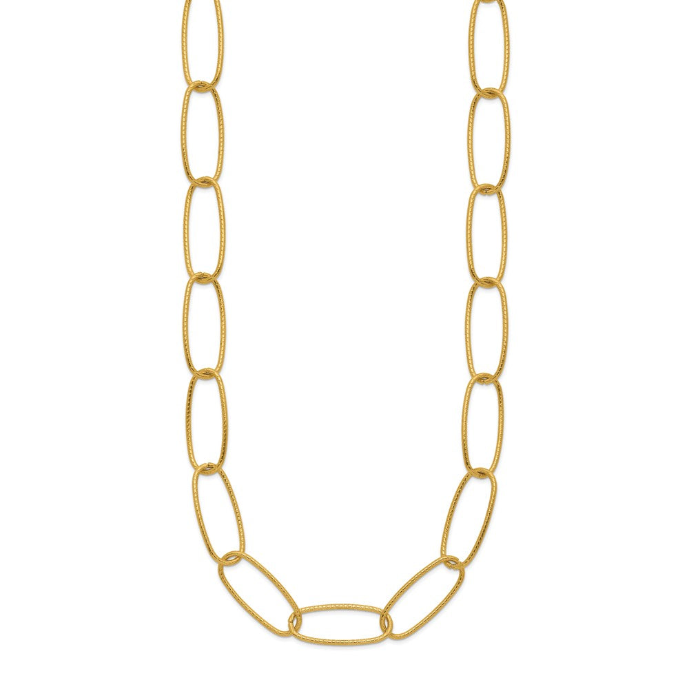 Chisel Stainless Steel Polished Textured Yellow IP-plated Open Link 16 inch Plus a 2 inch Extension Necklace