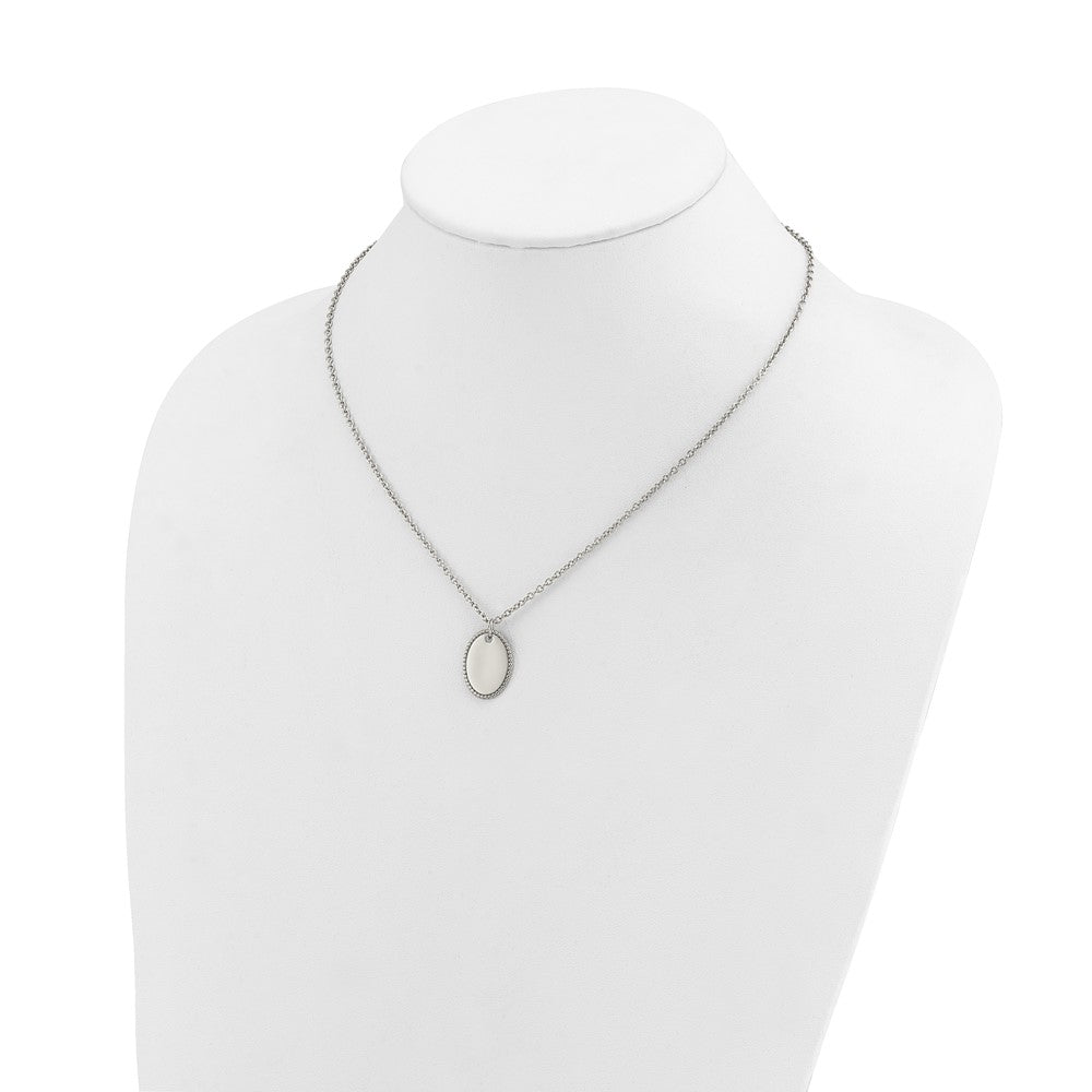 Chisel Stainless Steel Polished Oval Disc on an 18 inch Plus a 2 inch Extension Cable Chain Necklace