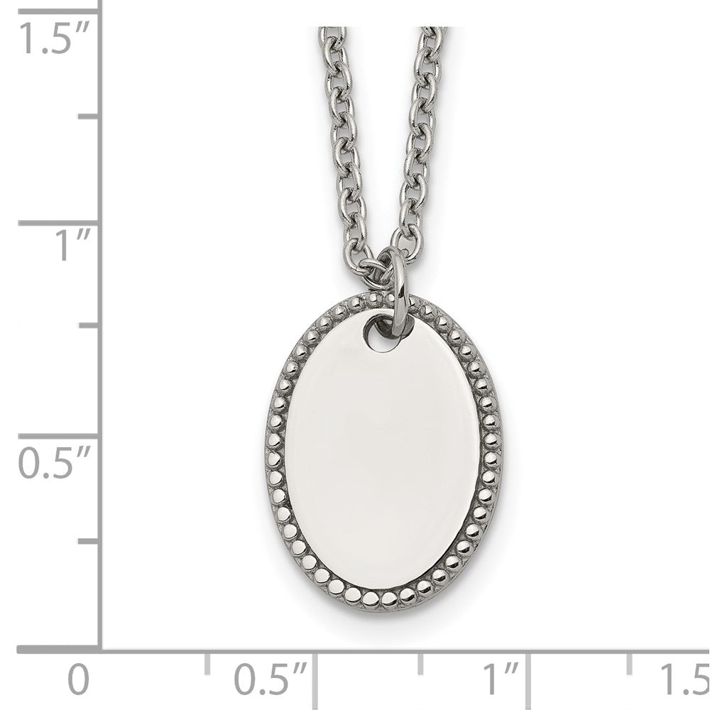 Chisel Stainless Steel Polished Oval Disc on an 18 inch Plus a 2 inch Extension Cable Chain Necklace