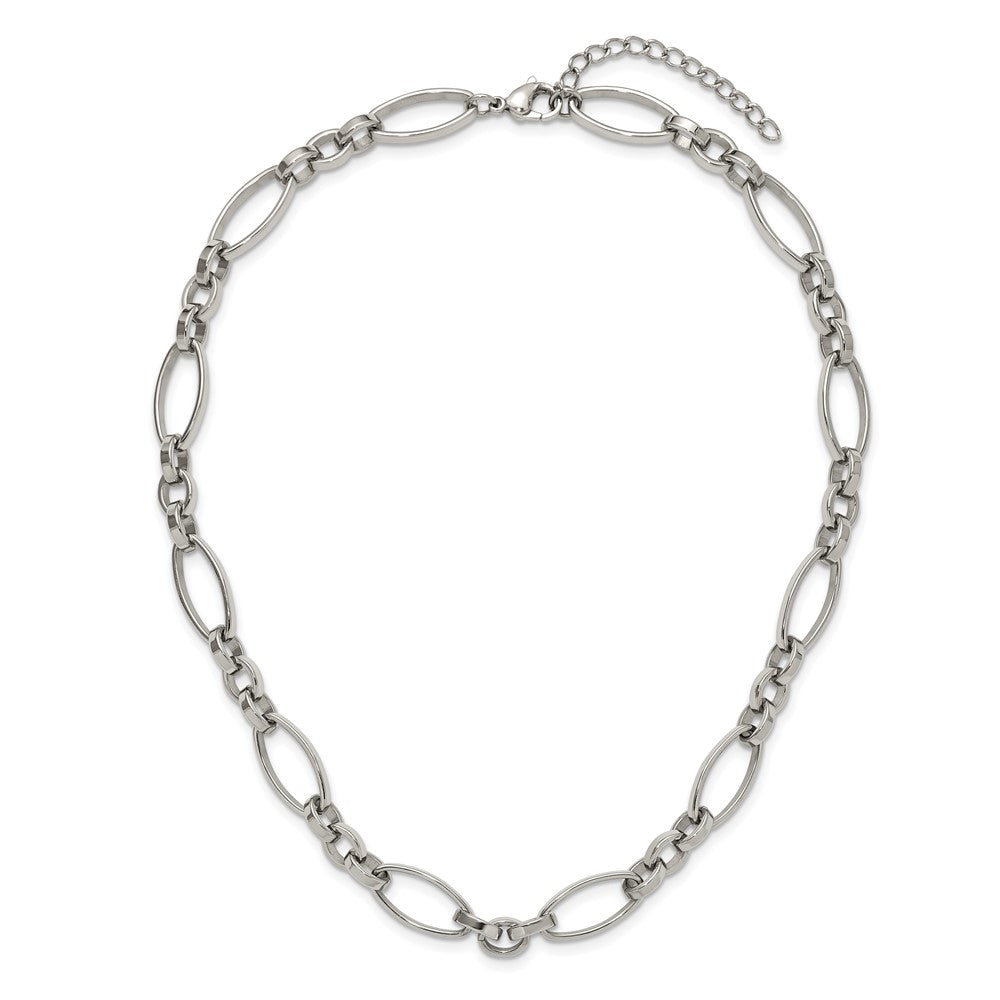 Chisel Stainless Steel Polished Open Link 16 inch Plus a 2 inch Extension Necklace