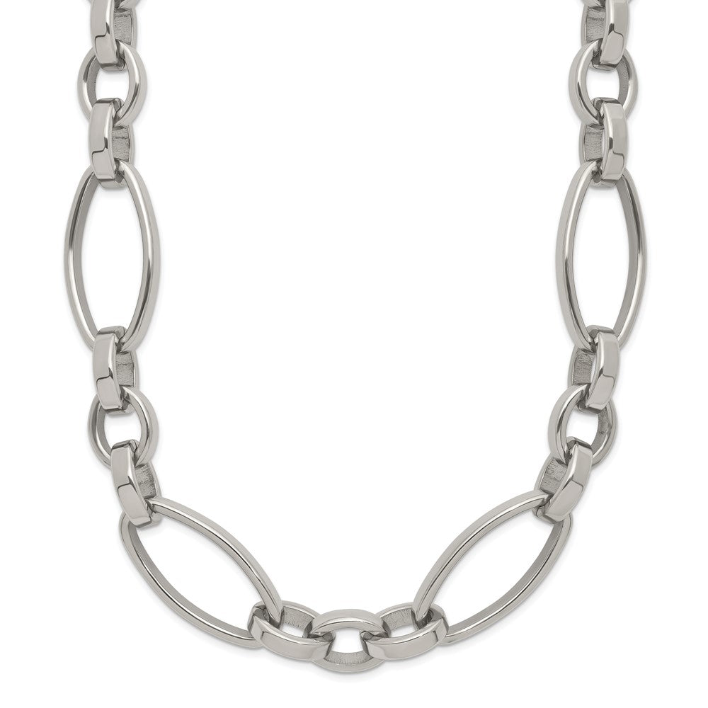 Chisel Stainless Steel Polished Open Link 16 inch Plus a 2 inch Extension Necklace