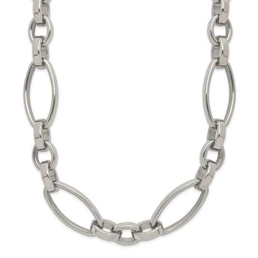 Chisel Stainless Steel Polished Open Link 16 inch Plus a 2 inch Extension Necklace