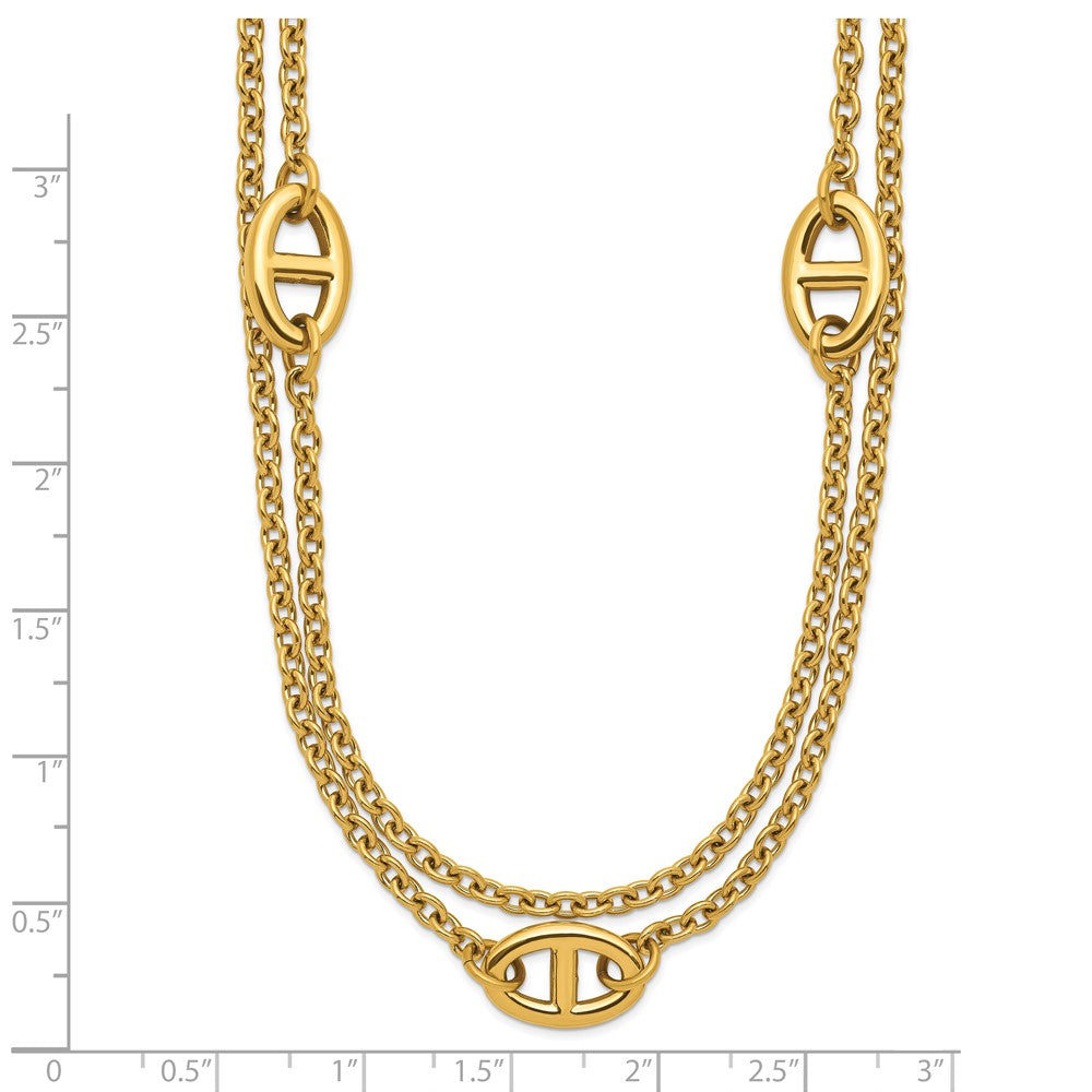 Chisel Stainless Steel Polished Yellow IP-plated Two-Strand 16 inch Plus a 2 inch Extension Necklace