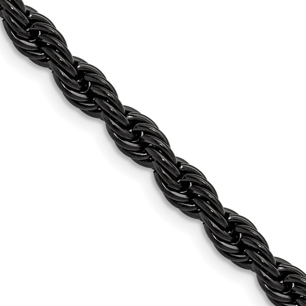 Chisel Stainless Steel Polished Black IP-plated 5mm 20 inch Rope Chain