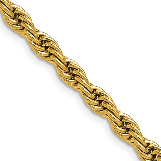Chisel Stainless Steel Polished Yellow IP-plated 5mm 16 inch Rope Chain