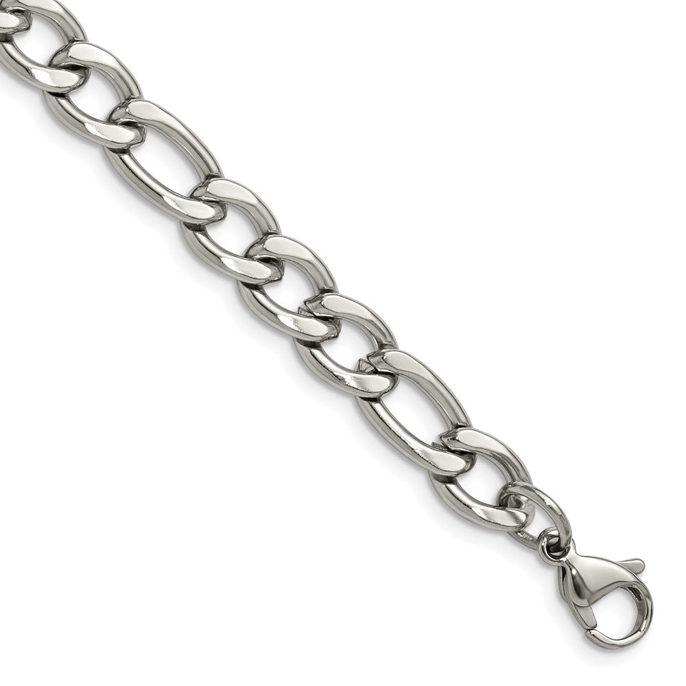 Chisel Stainless Steel Polished 7.5mm 9 inch Figaro Chain