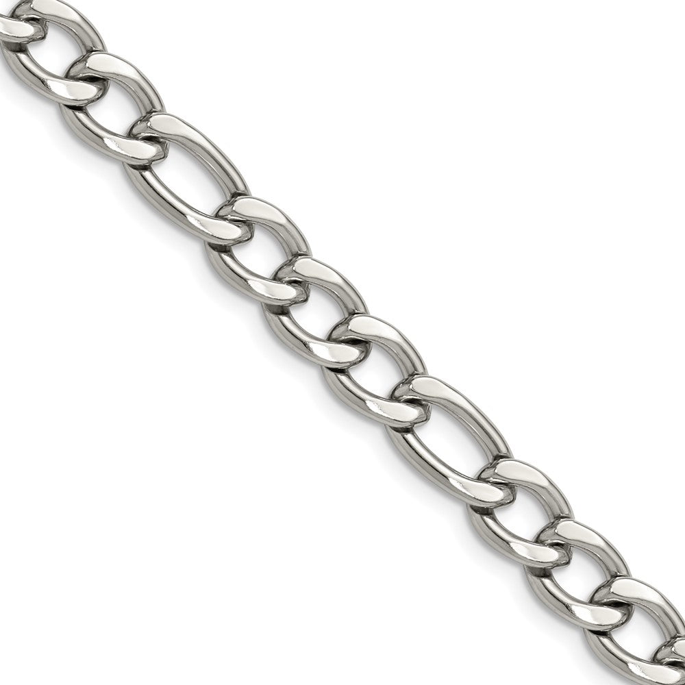 Chisel Stainless Steel Polished 7.5mm 22 inch Figaro Chain