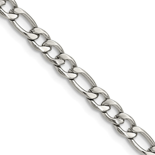 Chisel Stainless Steel Polished 4.5mm 22 inch Figaro Chain