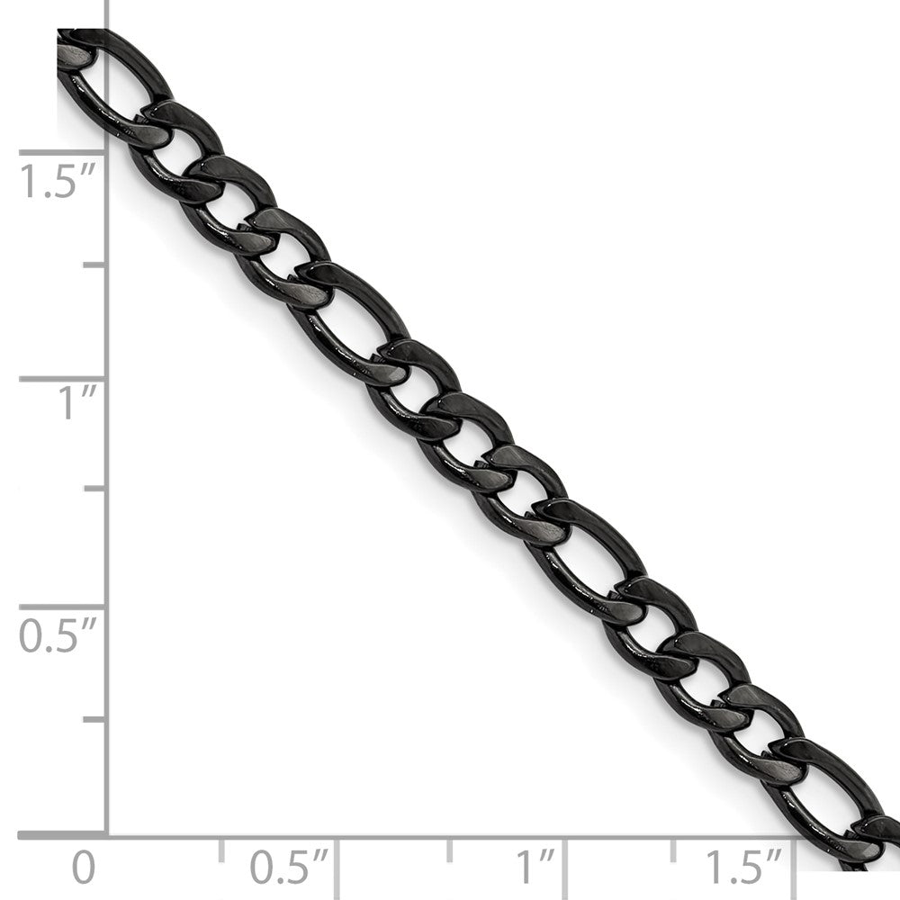Chisel Stainless Steel Polished Black IP-plated 4.5mm 18 inch Figaro Chain
