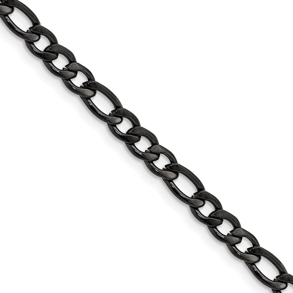 Chisel Stainless Steel Polished Black IP-plated 4.5mm 22 inch Figaro Chain