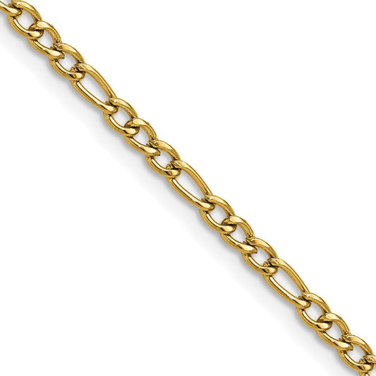 Chisel Stainless Steel Polished Yellow IP-plated 3mm 20 inch Figaro Chain