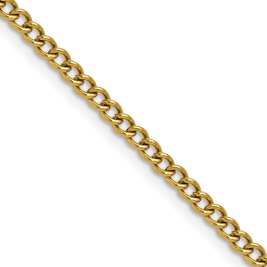 Chisel Stainless Steel Polished Yellow IP-plated 3mm 22 inch Round Curb Chain