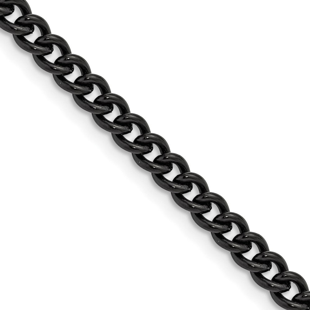 Chisel Stainless Steel Polished Black IP-plated 4.5mm 20 inch Round Curb Chain