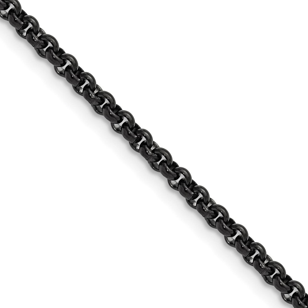 Chisel Stainless Steel Polished Black IP-plated 3mm 18 inch Rolo Chain