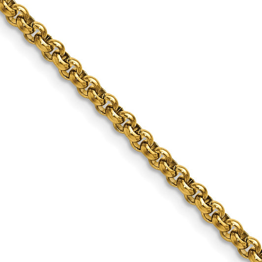 Chisel Stainless Steel Polished Yellow IP-plated 3mm 24 inch Rolo Chain