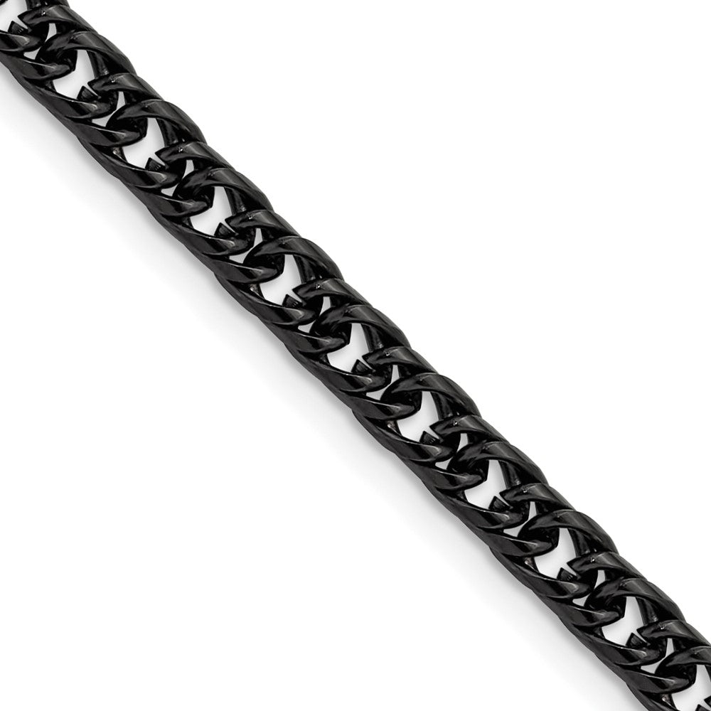 Chisel Stainless Steel Polished Black IP-plated 5mm 22 inch Double Curb Chain
