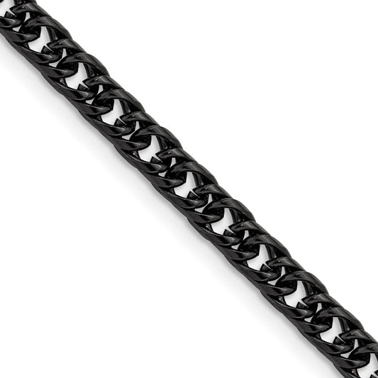 Chisel Stainless Steel Polished Black IP-plated 5mm 22 inch Double Curb Chain