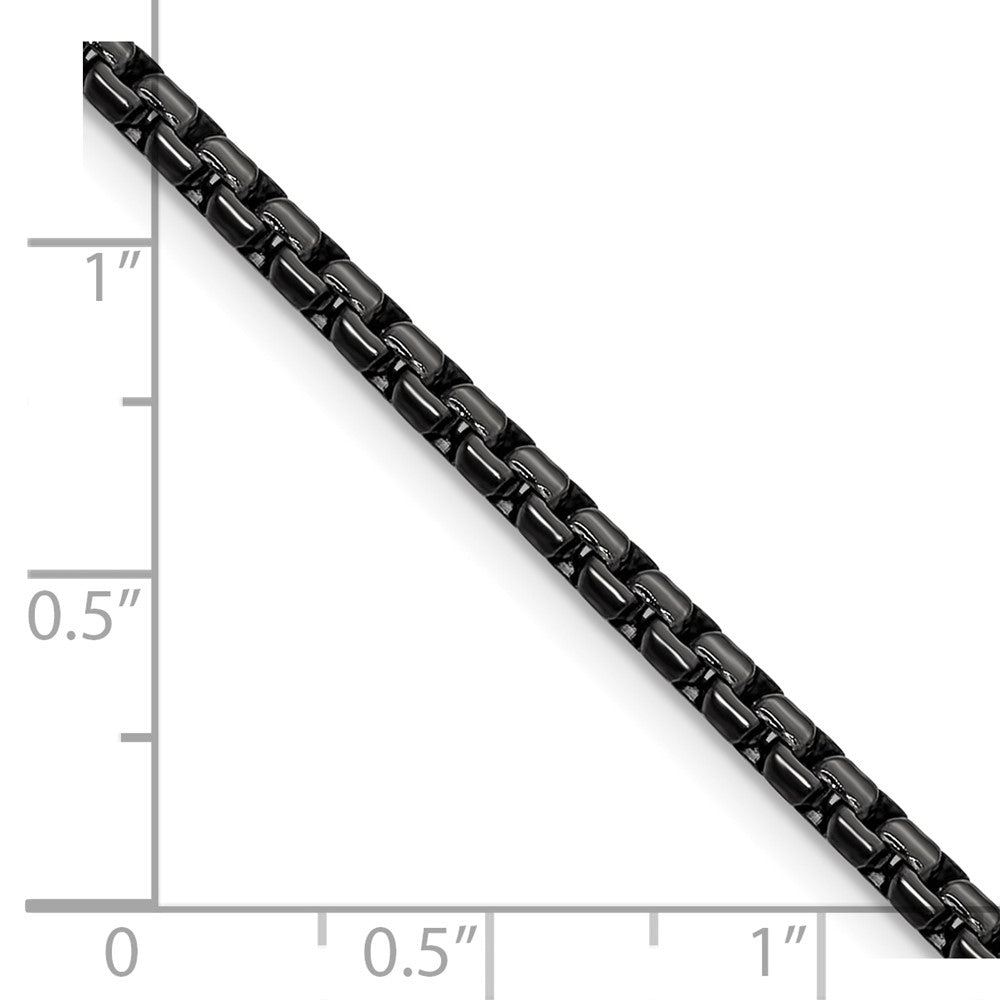 Chisel Stainless Steel Polished Black IP-plated 3mm 22 inch Flat Box Chain