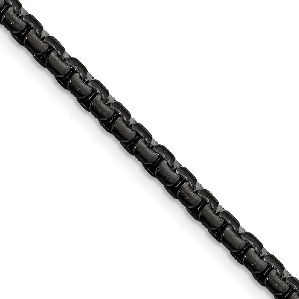 Chisel Stainless Steel Polished Black IP-plated 4mm 20 inch Flat Box Chain
