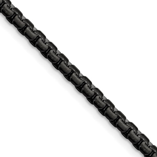 Chisel Stainless Steel Polished Black IP-plated 4mm 20 inch Flat Box Chain