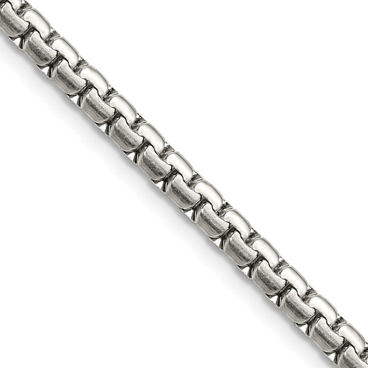 Chisel Stainless Steel Polished 4mm 24 inch Flat Box Chain
