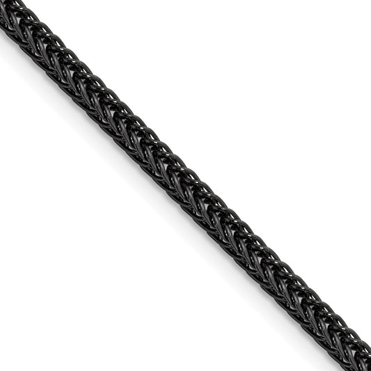Chisel Stainless Steel Polished Black IP-plated 3.2mm 20 inch Square Wheat Chain