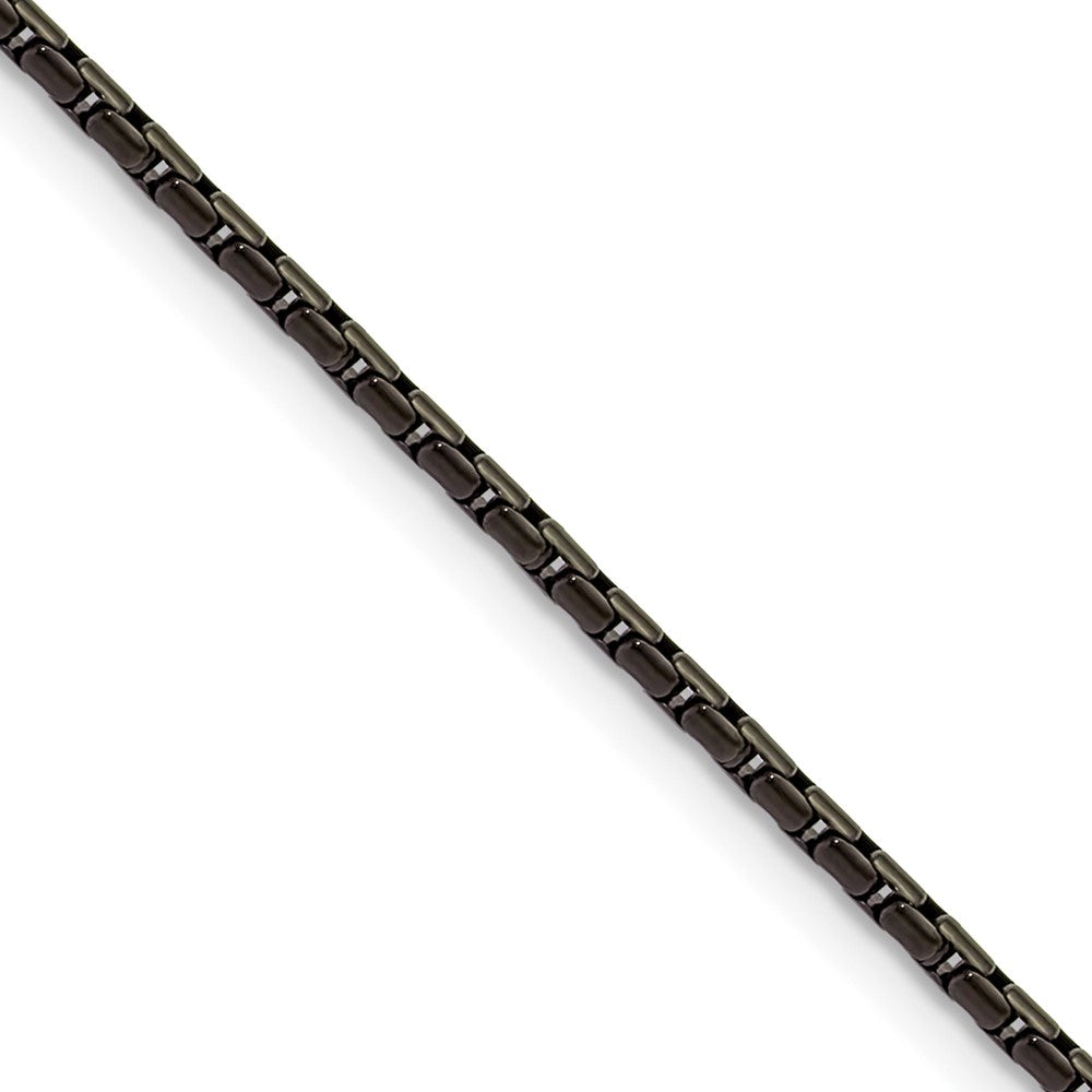 Chisel Stainless Steel Polished Black IP-plated 1.7mm 24 inch Elongated Box Chain