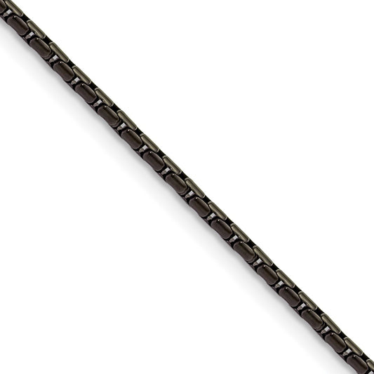 Chisel Stainless Steel Polished Black IP-plated 1.7mm 24 inch Elongated Box Chain